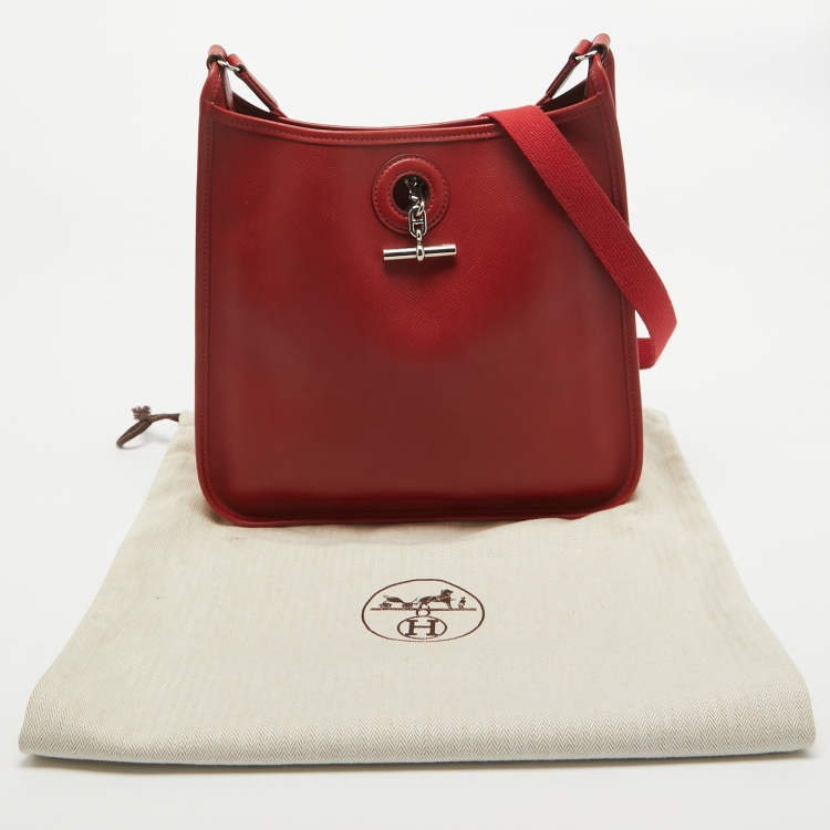 Pre Owned Hermes Rouge Vif Epsom Leather Vespa PM Bag