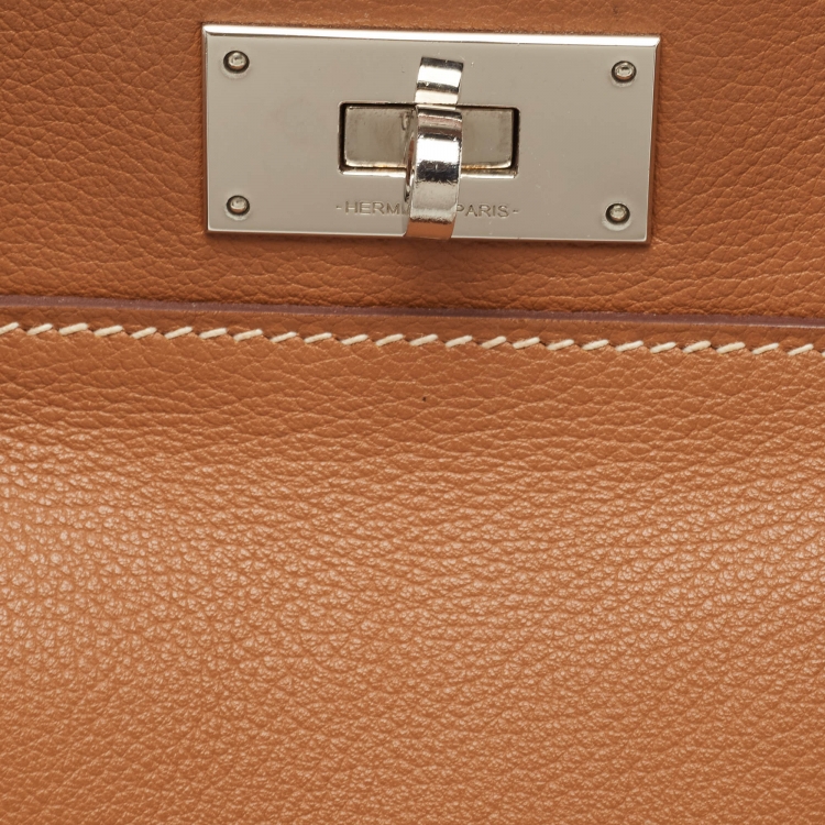 مملوكة مسبقًا Hermes Gold Evercolor Leather Palladium Finish Toolbox 20 Bag