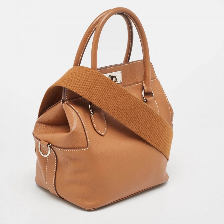مملوكة مسبقًا Hermes Gold Evercolor Leather Palladium Finish Toolbox 20 Bag