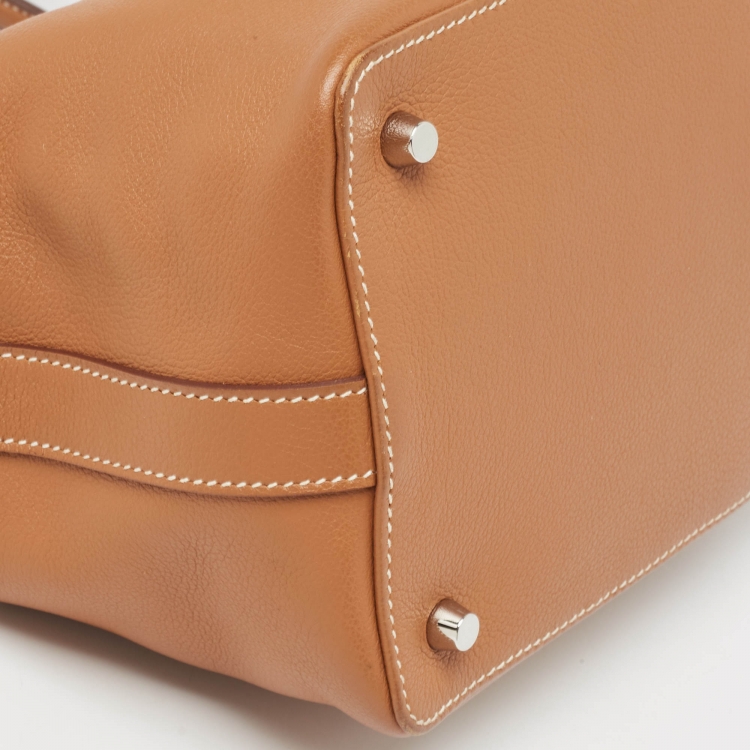 مملوكة مسبقًا Hermes Gold Evercolor Leather Palladium Finish Toolbox 20 Bag