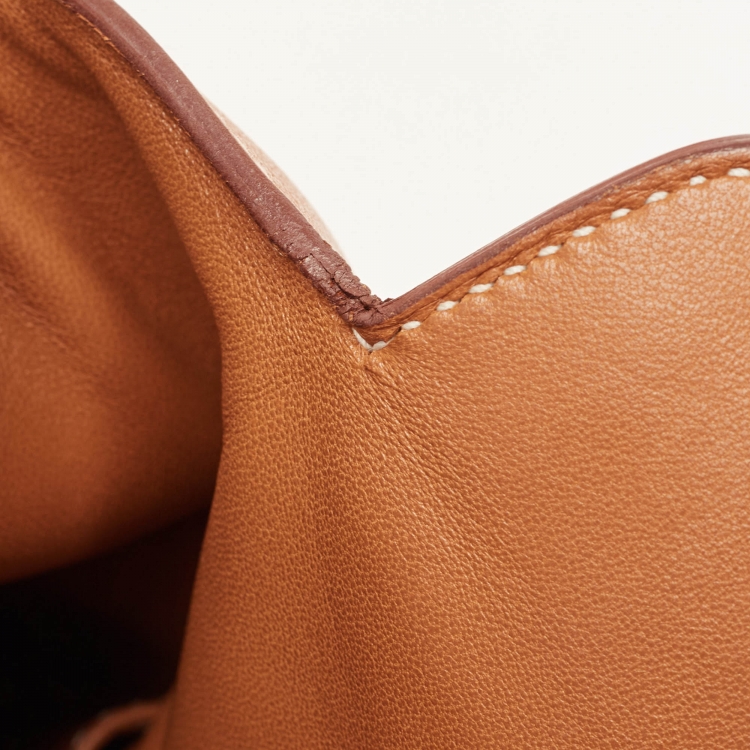 مملوكة مسبقًا Hermes Gold Evercolor Leather Palladium Finish Toolbox 20 Bag