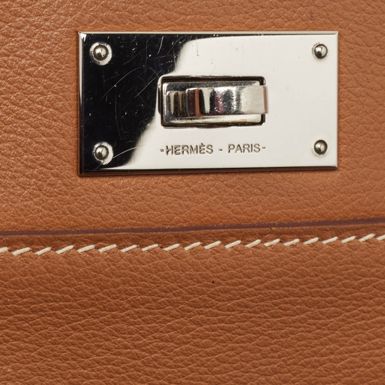 مملوكة مسبقًا Hermes Gold Evercolor Leather Palladium Finish Toolbox 20 Bag