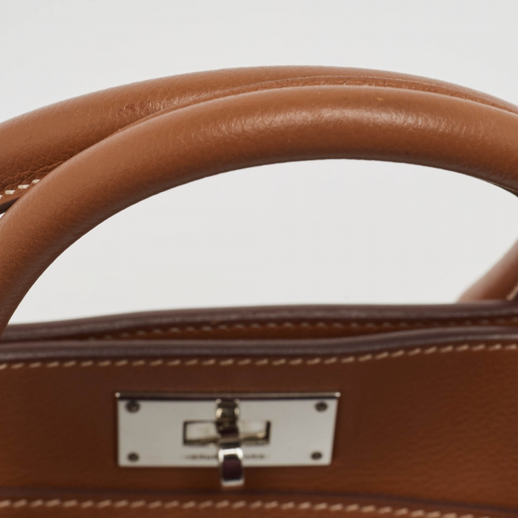 مملوكة مسبقًا Hermes Gold Evercolor Leather Palladium Finish Toolbox 20 Bag