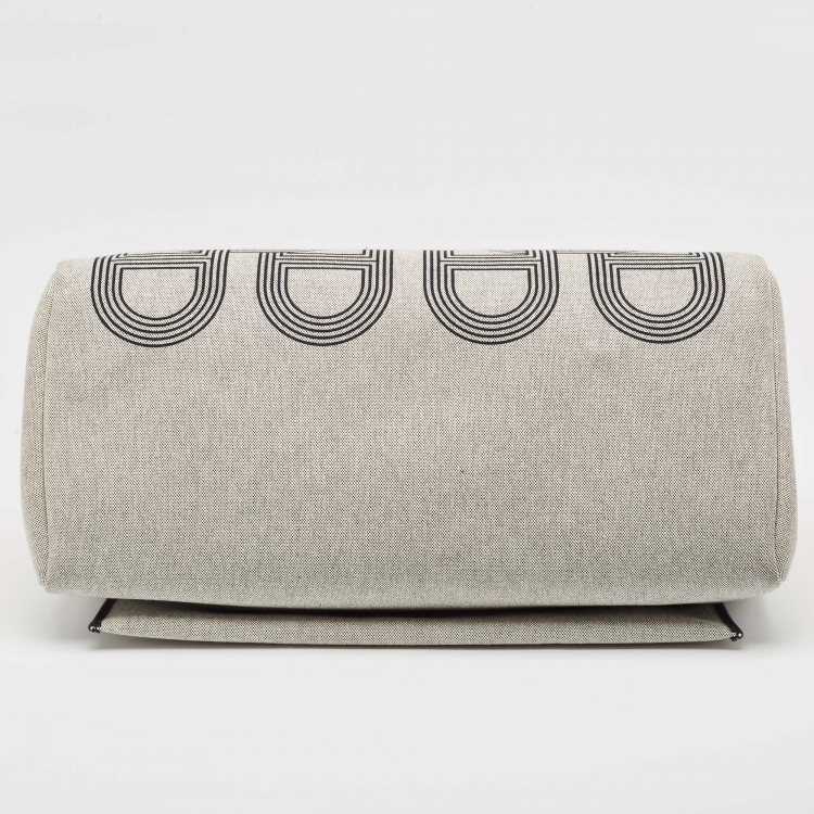 Pre Owned Hermès Noir/Ecru H Plume Canvas and Hunter Leather Circuit 24 Herbag Zip Cabine 50 Bag