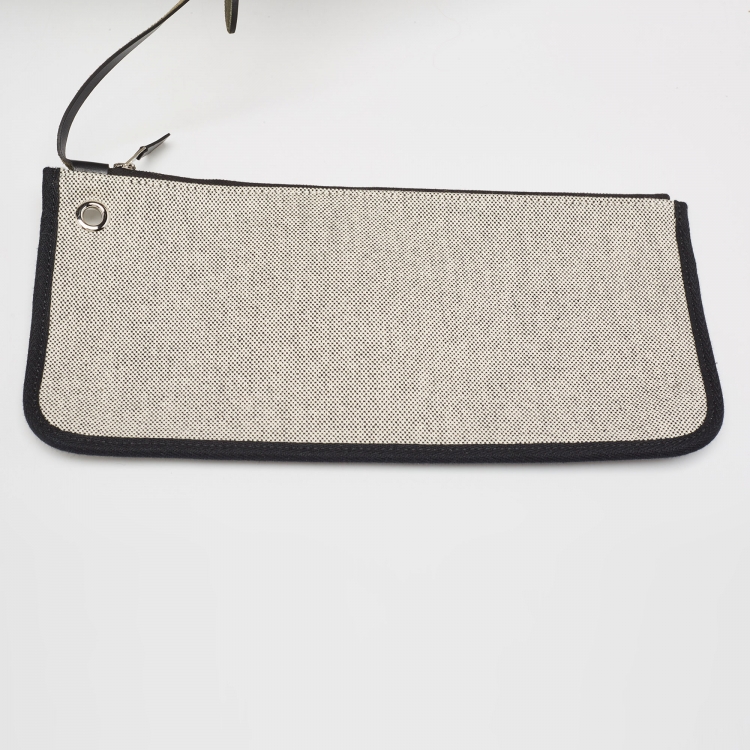Pre Owned Hermès Noir/Ecru H Plume Canvas and Hunter Leather Circuit 24 Herbag Zip Cabine 50 Bag