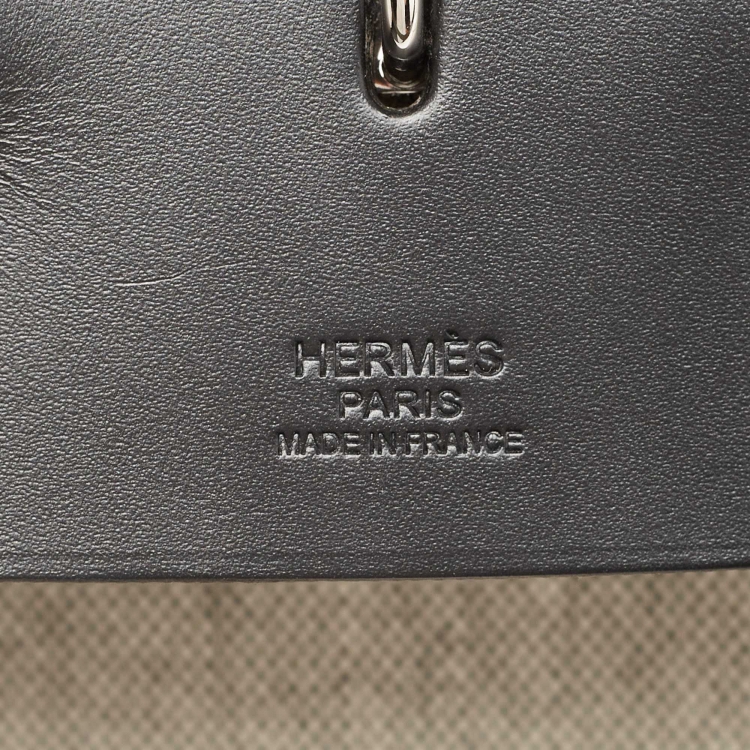 Pre Owned Hermès Noir/Ecru H Plume Canvas and Hunter Leather Circuit 24 Herbag Zip Cabine 50 Bag