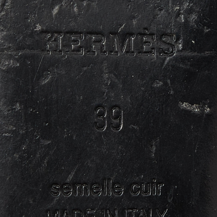 Pre Owned Hermes Black Leather Paradis Flat Mules Size 39