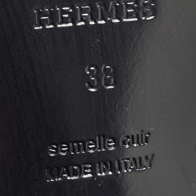 Pre Owned Hermes Black Leather Eris Slingback Sandals Size 38
