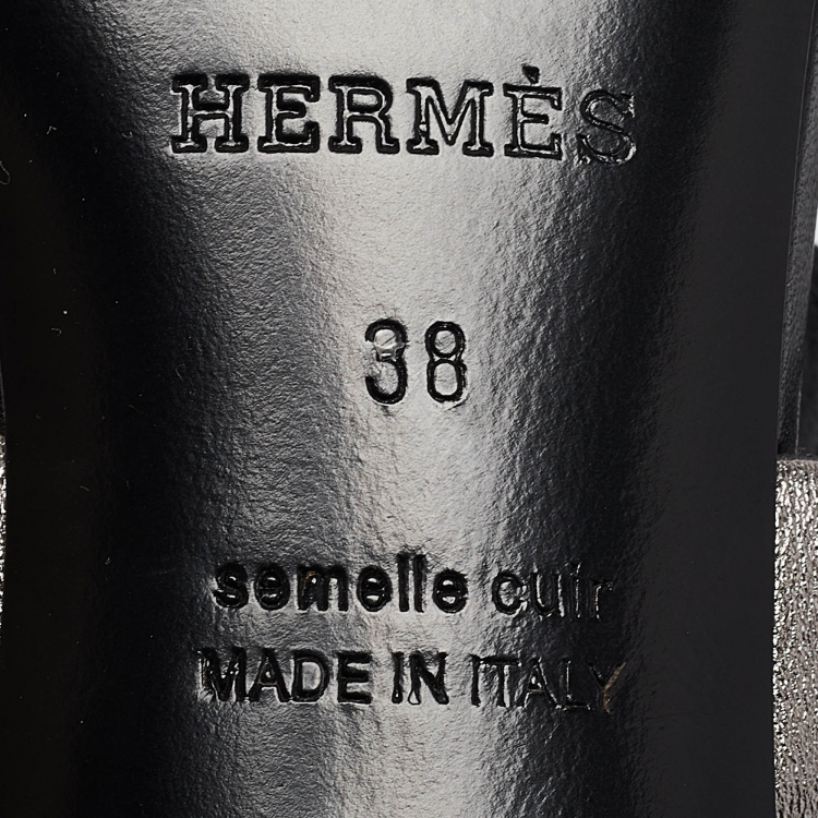 Pre Owned Hermes Tricolor Leather Vera Slingback Sandals Size 38