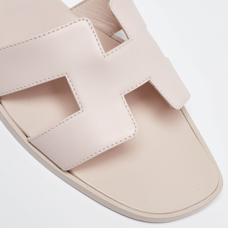 Pre Owned Hermès Pink Leather Oran Flat Slides Size 42