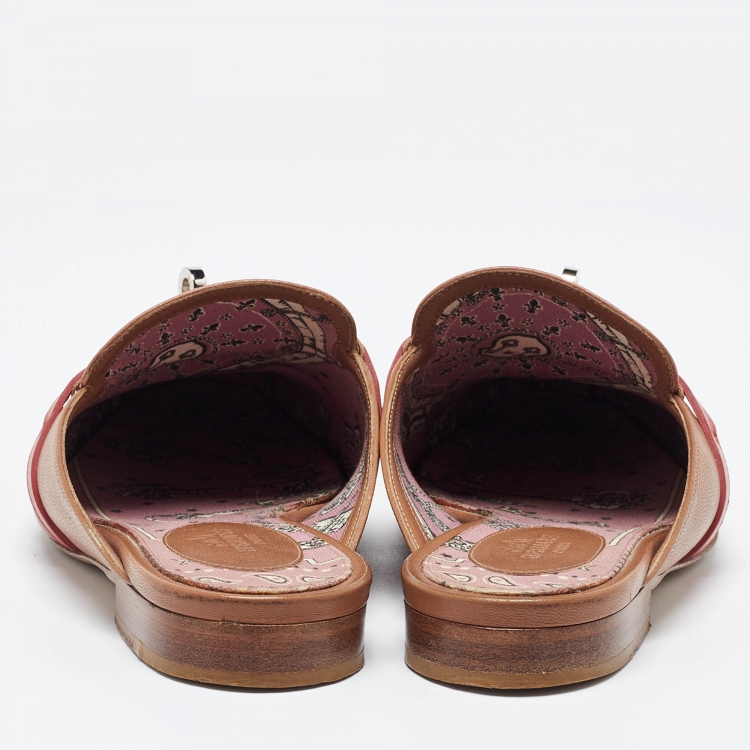Pre Owned Hermes Multicolor Leather Oz Flat Mules Size 37