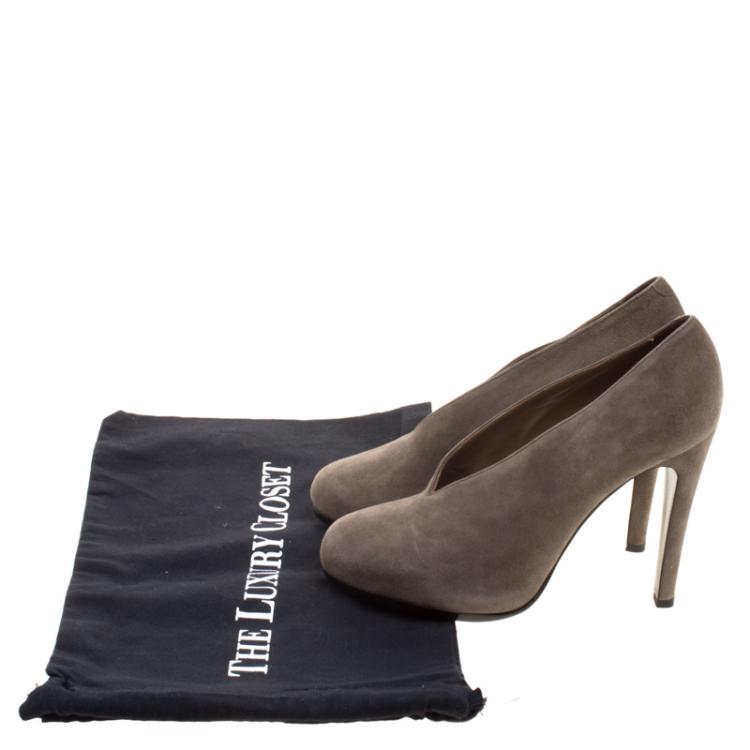 Pre Owned Hermes Khaki Suede Florida Pumps Size 38