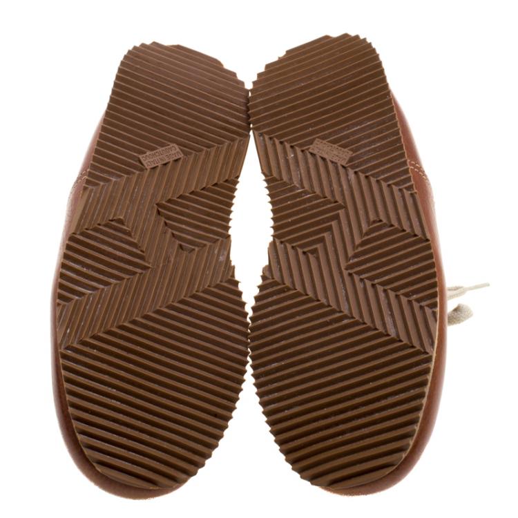 Pre Owned Hermes Brown Leather Quick Lace Up Sneakers Size 36