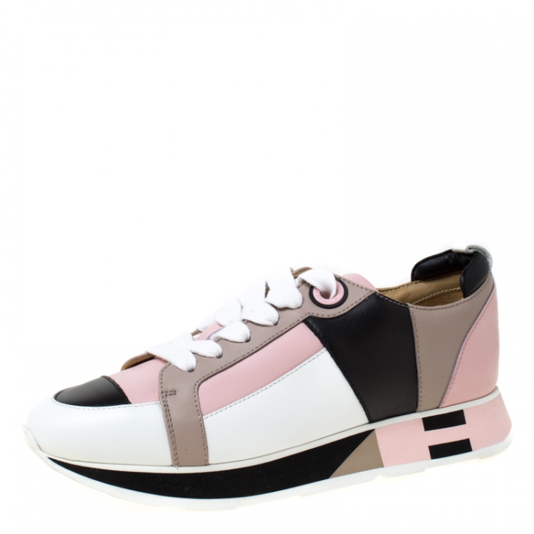 Pre Owned Hermes Multicolor Leather Rebus Lace Up Sneakers Size 35