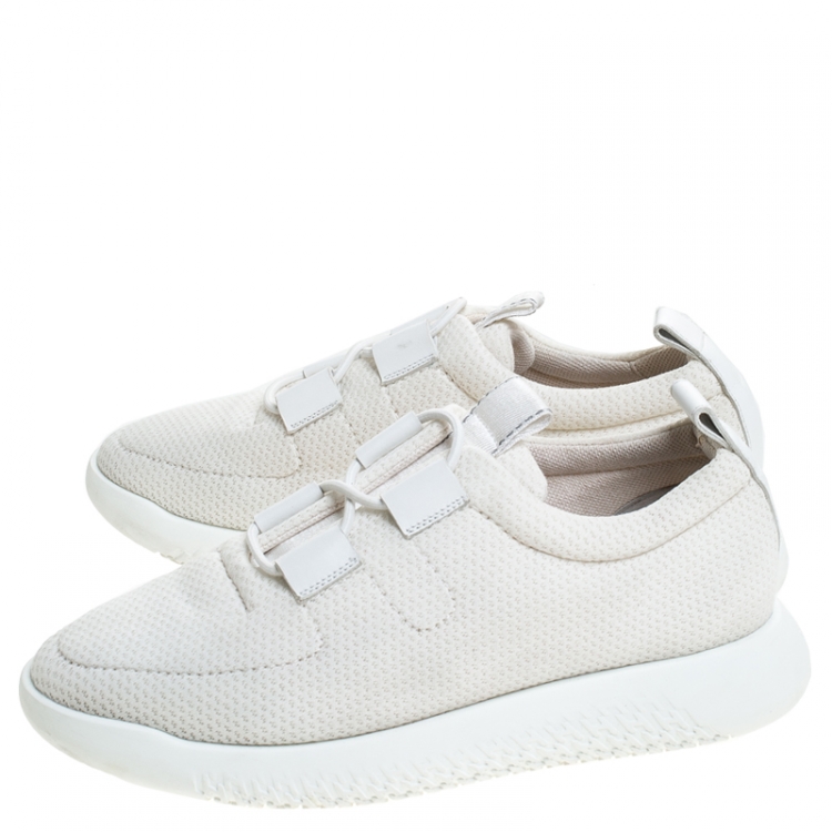 Pre Owned Hermes White Mesh Team Sneakers Size 38