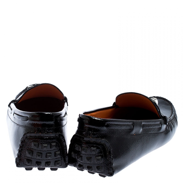 Pre Owned Hermes Black Patent Leather Irving Slip On Loafers Size 39.5