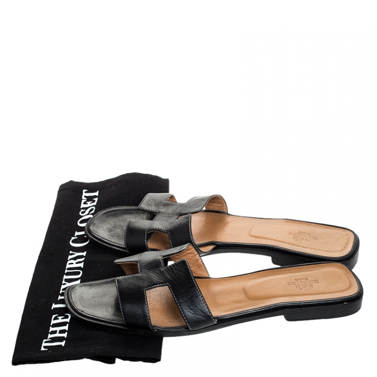hermes black slides