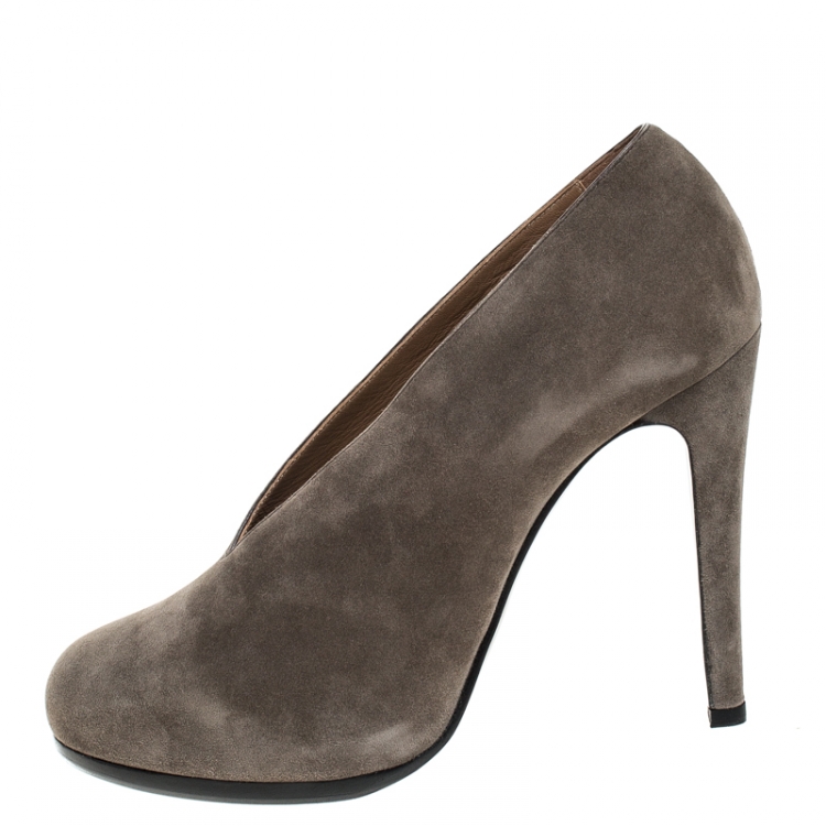 Pre Owned Hermes Khaki Suede Florida Pumps Size 39.5