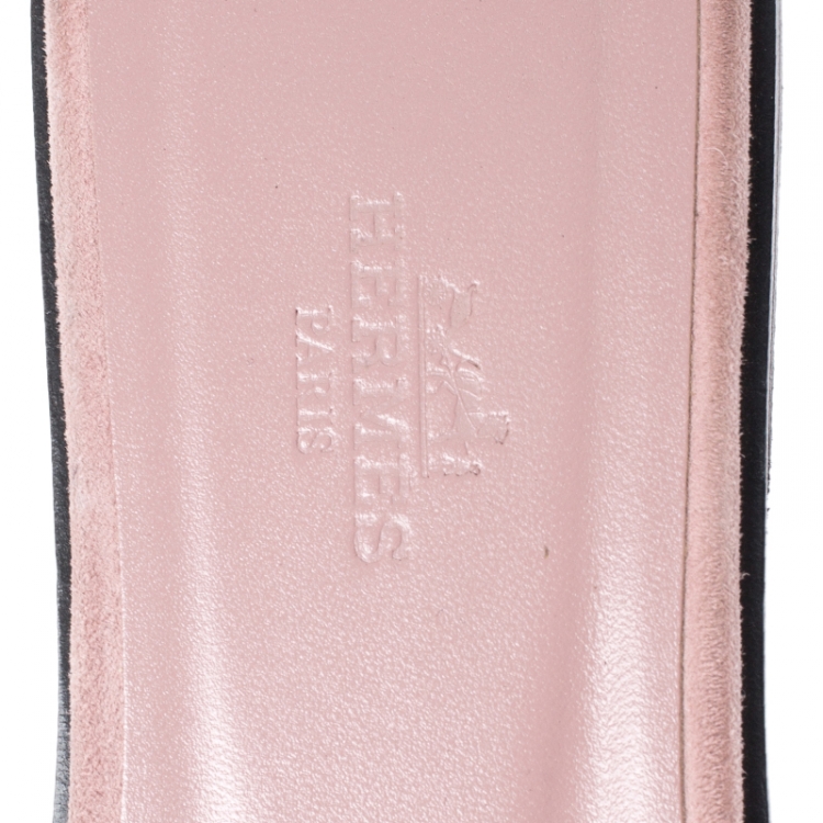 Pre Owned Hermes Blush Pink Crystal Suede Oran Flat Slides Size 38