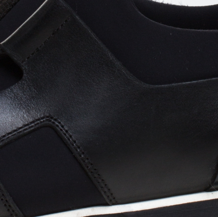 Pre Owned Hermes Black Fabric and Leather Player Sneakers Size 41