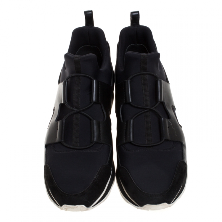 Pre Owned Hermes Black Fabric and Leather Player Sneakers Size 41