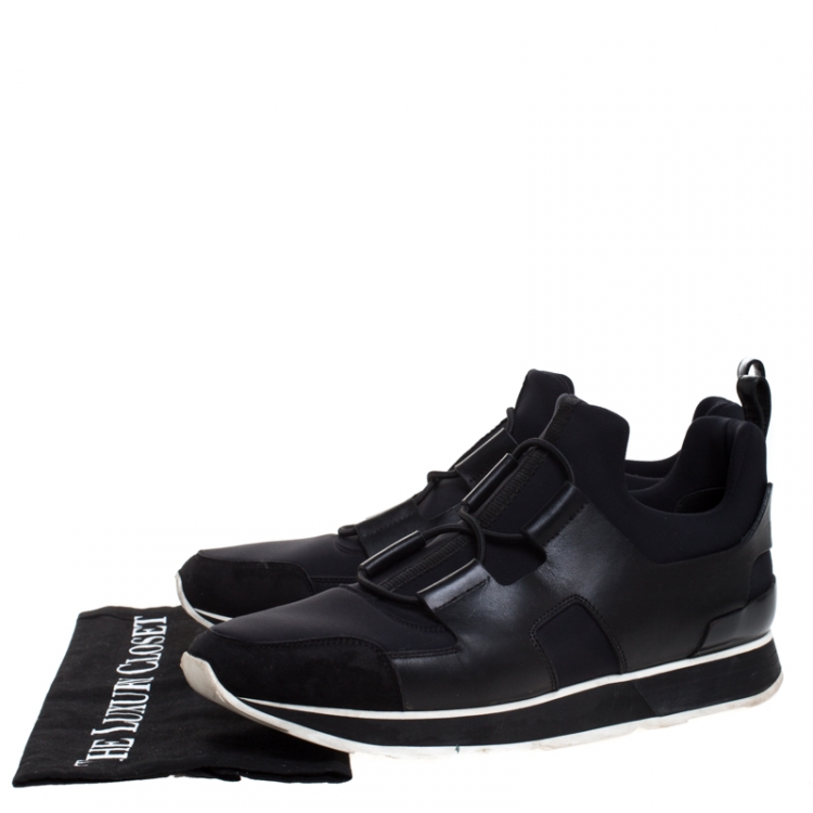 Pre Owned Hermes Black Fabric and Leather Player Sneakers Size 41