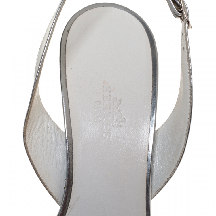 hermes silver sandals