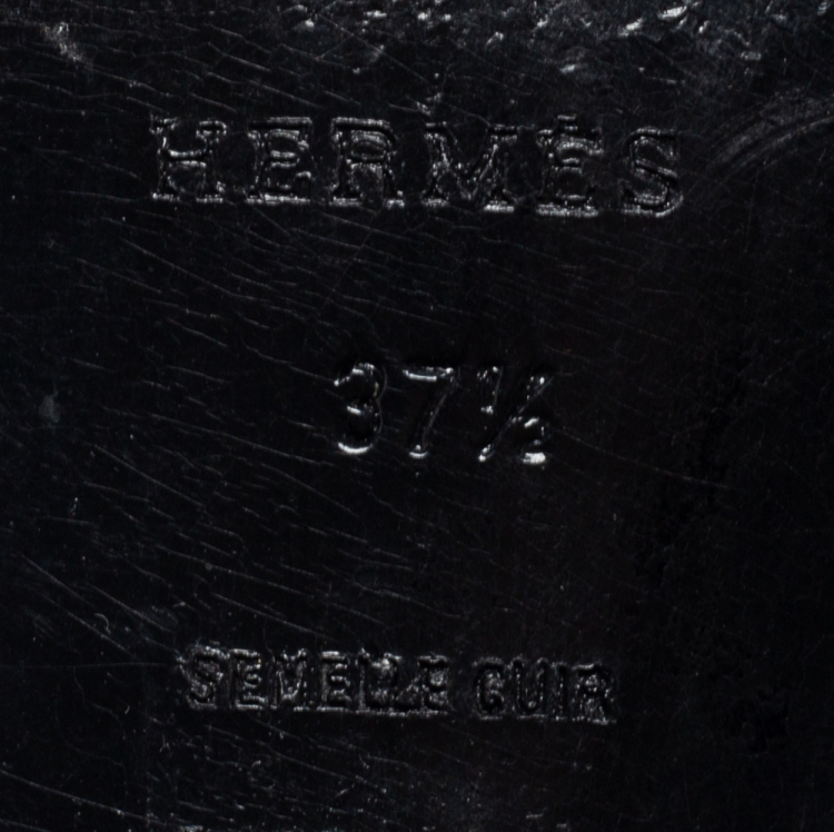 Pre Owned Hermes Black Leather H Logo Paris Loafers Size 37.5