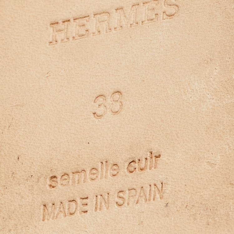 Pre Owned Hermes Beige Leather Feria Espadrille Size 38