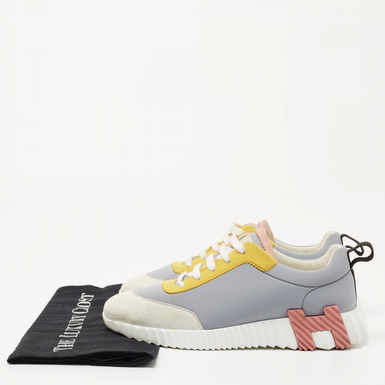 Pre Owned Hermes Multicolor Suede and Nylon Bouncing Sneakers Size 39