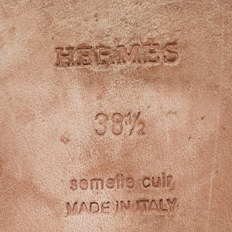 مملوكة مسبقًا Hermes Brown Leather Oran Flat Slides Size 38.5