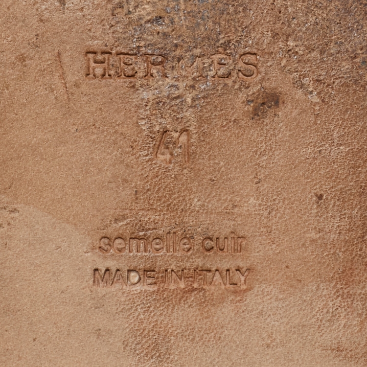 Pre Owned Hermes Red Leather Oran Flat Slides Size 41 