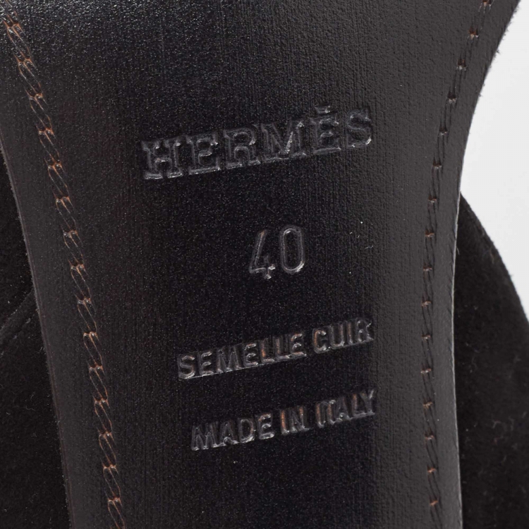 Pre Owned Hermes Black Suede Night Slingback Sandals Size 40