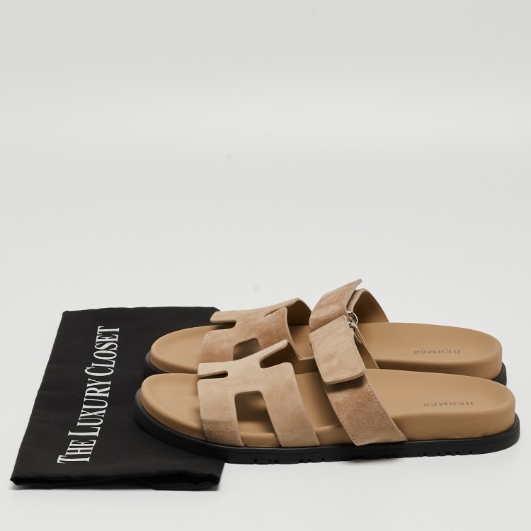 Pre Owned Hermes Brown Suede Chypre Sandals Size 40