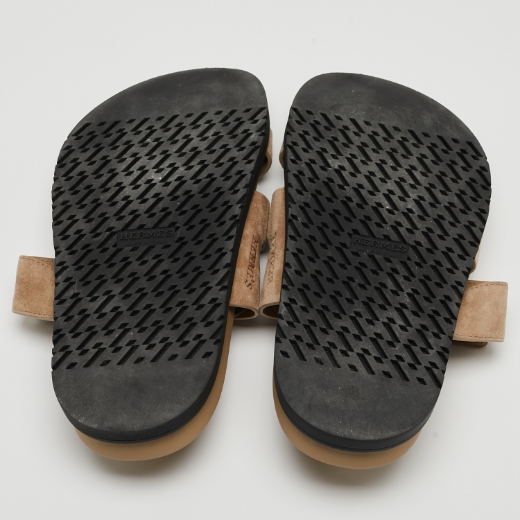 Pre Owned Hermes Brown Suede Chypre Sandals Size 40