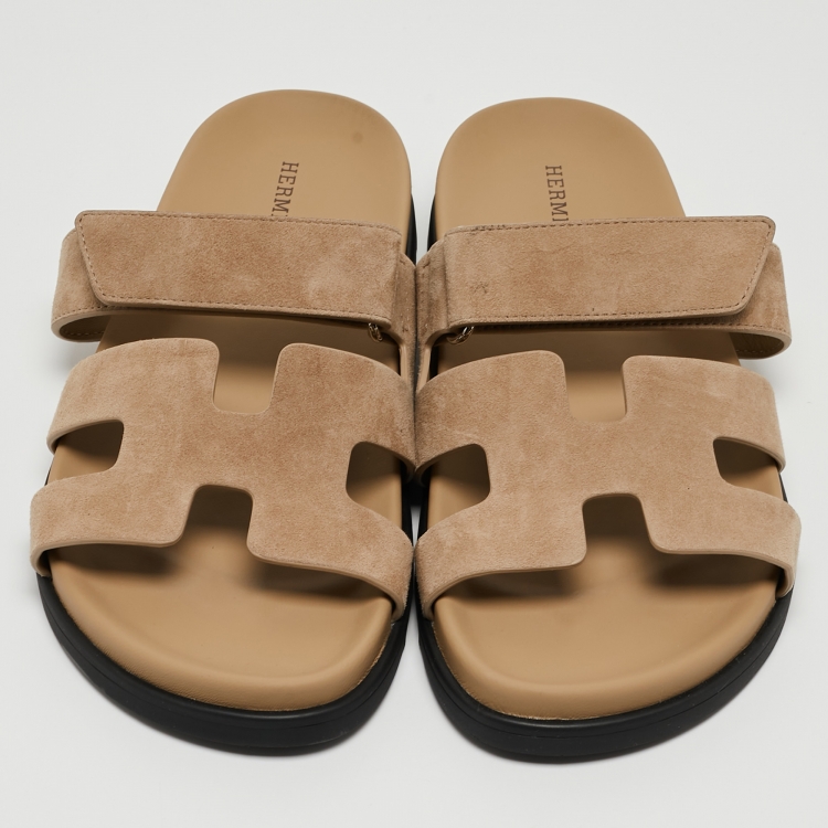 Pre Owned Hermes Brown Suede Chypre Sandals Size 40