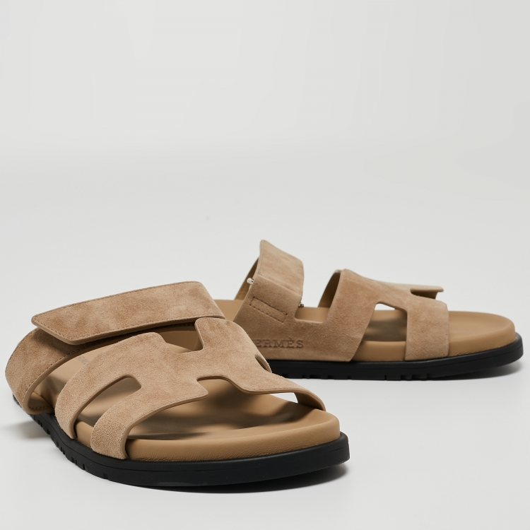 Pre Owned Hermes Brown Suede Chypre Sandals Size 40