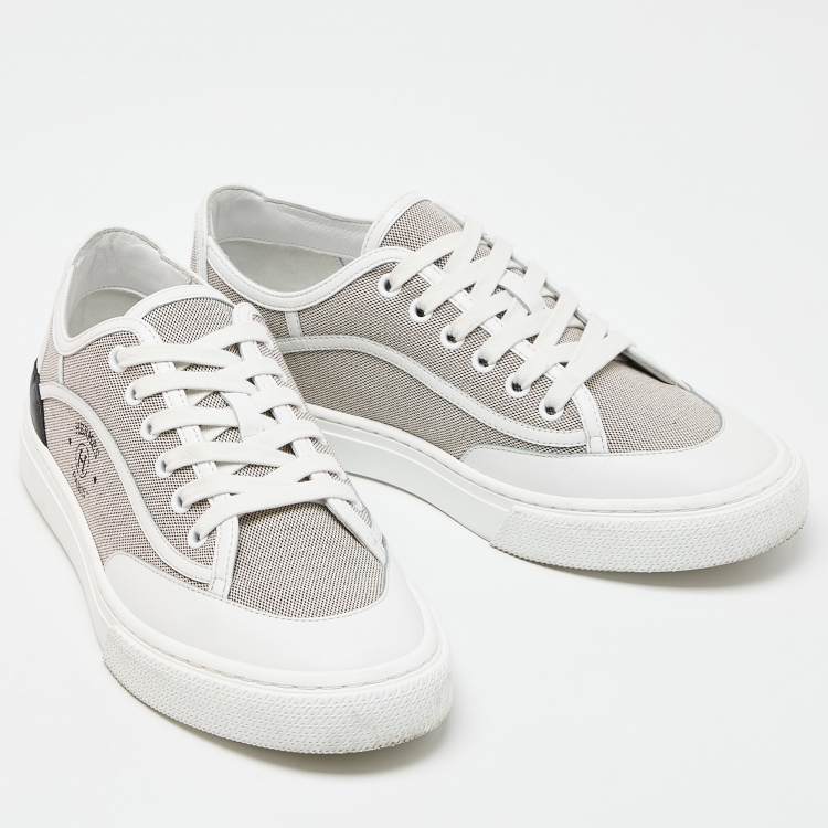 Pre Owned Hermes Tri Color Canvas and Leather Get Low Top Sneakers Size 38.5