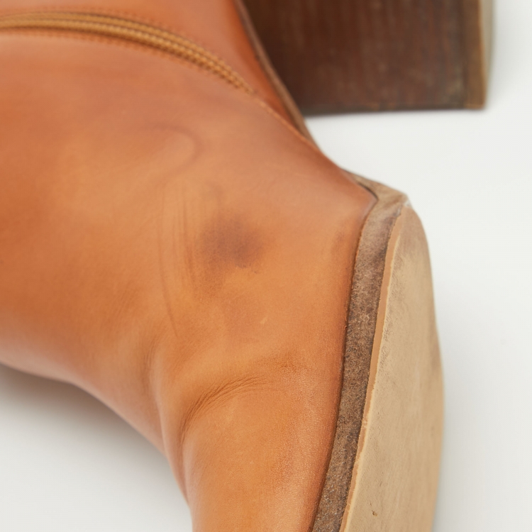 مملوكة مسبقًا Hermes Brown Leather Saint Germain Block Heel Ankle Boots Size 39