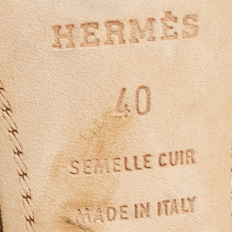 Pre Owned Hermes Silver Leather Night Slingback Sandals Size 40