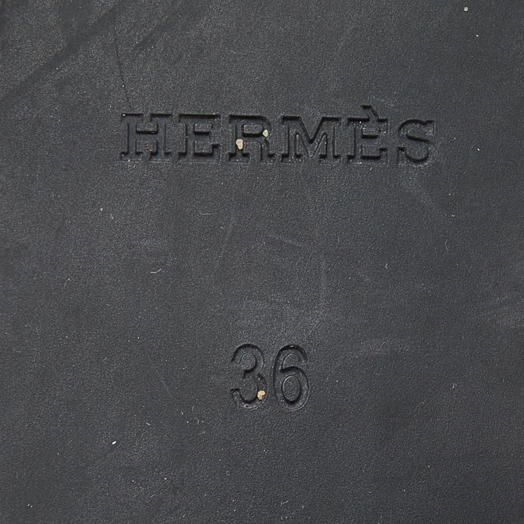 Pre Owned Hermès Orange Rubber Chaine D'ancre Flat Slides Size 36