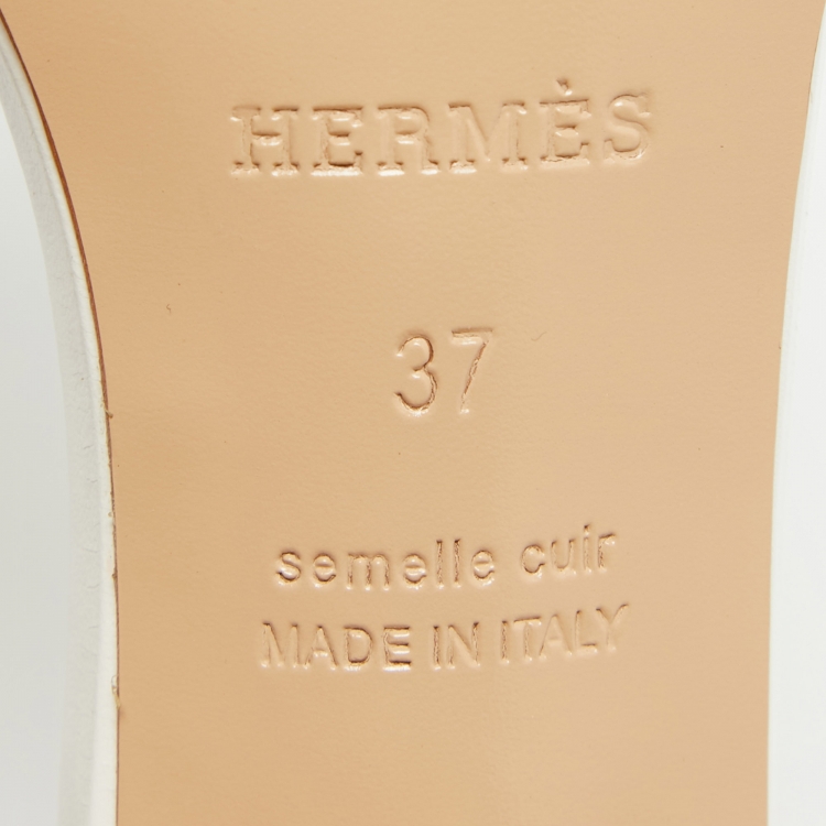 Pre Owned Hermes Two Tone Leather Manege Ankle Strap Sandals Size 37
