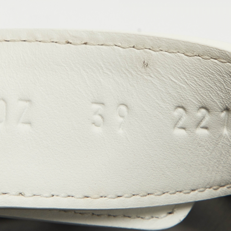 Pre Owned Hermes White Leather Chypre Slide Flats Size 39