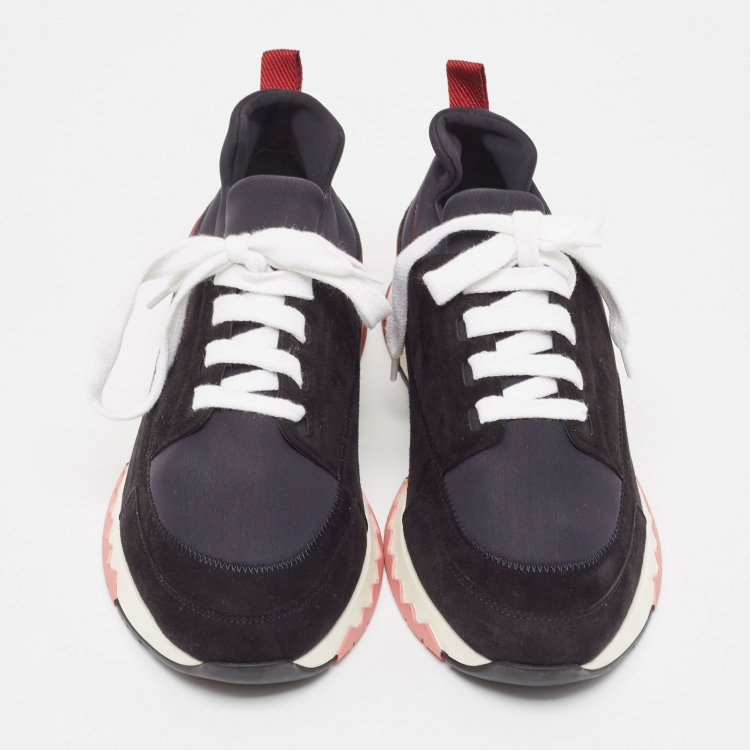 Pre Owned Hermes Black Neoprene and Suede Stadium Sneakers Size 40