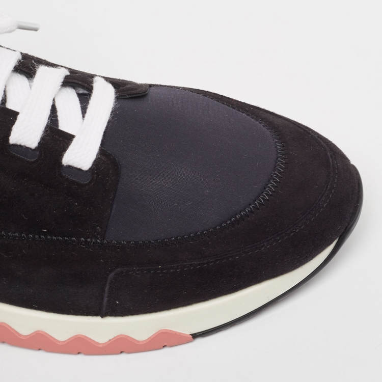 Pre Owned Hermes Black Neoprene and Suede Stadium Sneakers Size 40