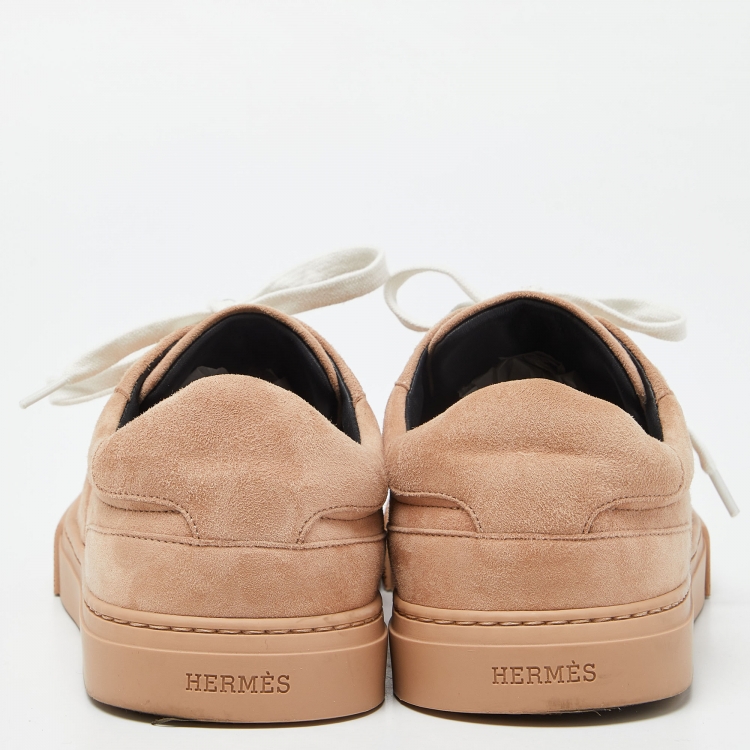 Pre Owned Hermes Beige Suede Day Sneakers Size 40