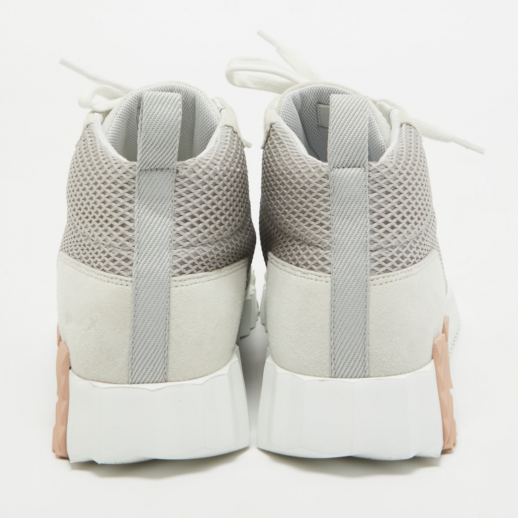 Pre Owned Hermes Grey Suede and Mesh Hip-Hop Sneakers Size 38