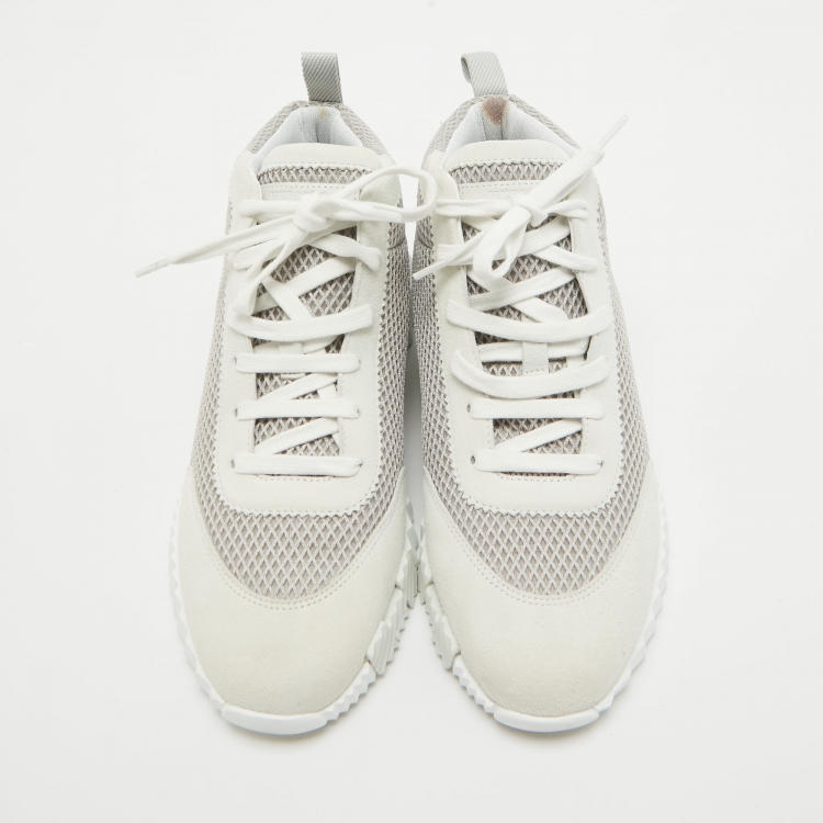 Pre Owned Hermes Grey Suede and Mesh Hip-Hop Sneakers Size 38