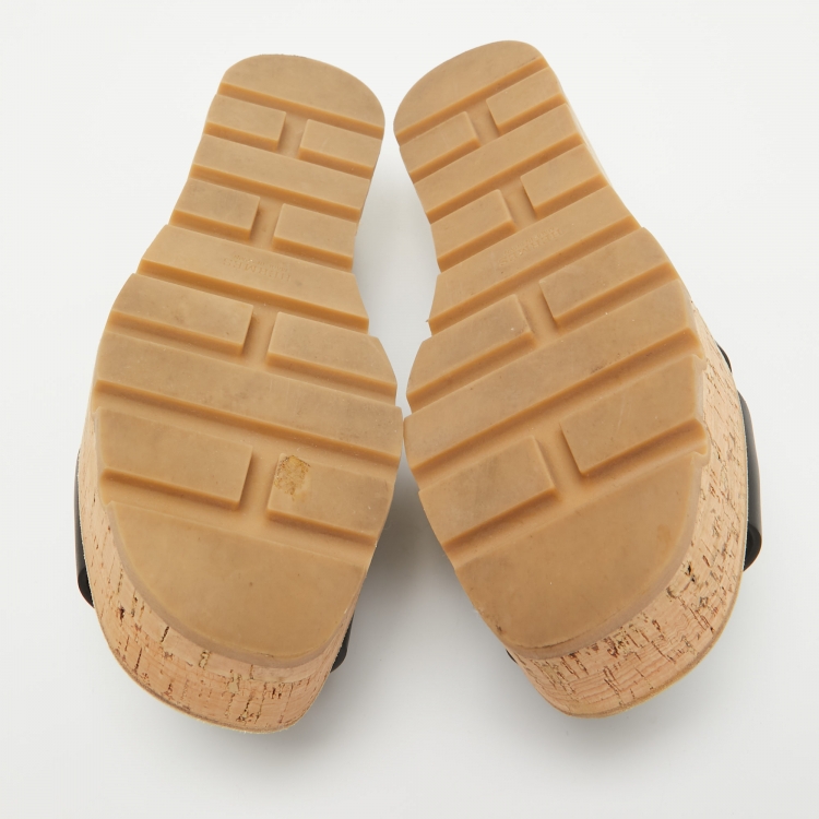 Pre Owned Hermes Black Leather Eze 30 Sandals Size 39