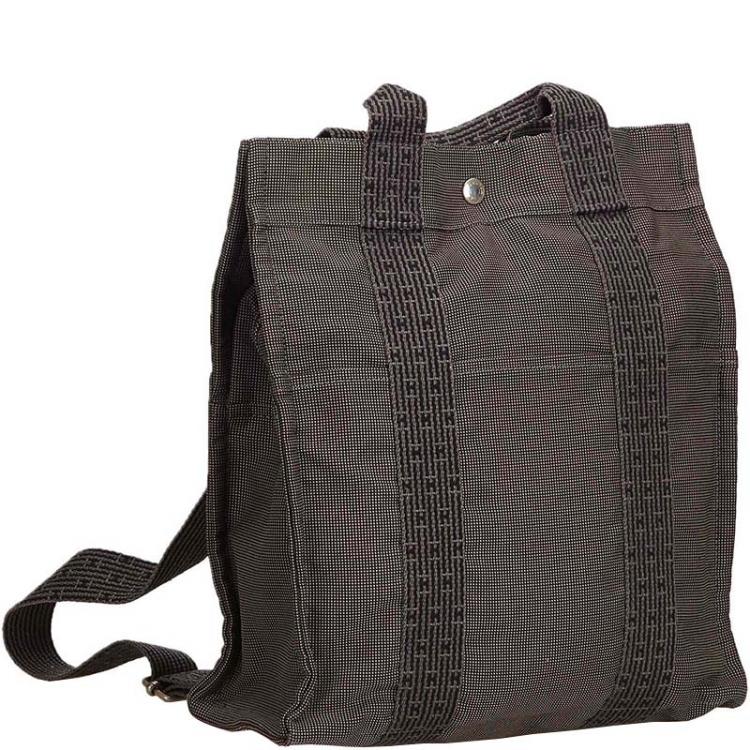 Pre Owned Hermes Dark Gray Canvas Herline Backpack PM Travel Backpack